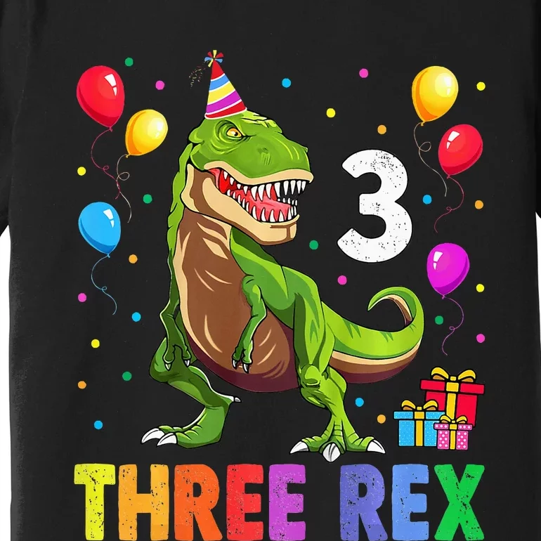 Three Rex 3rd Birthday Third Dinosaur 3 Year Old Premium T-Shirt