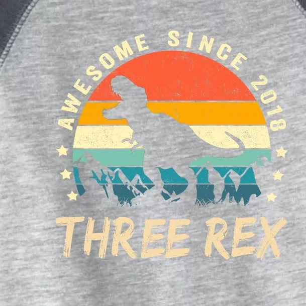 Three Rex 3rd Birthday Third Dinosaur 3 Year Old Toddler Fine Jersey T-Shirt