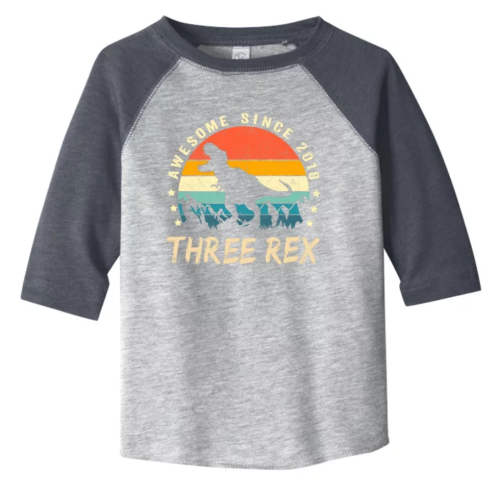 Three Rex 3rd Birthday Third Dinosaur 3 Year Old Toddler Fine Jersey T-Shirt