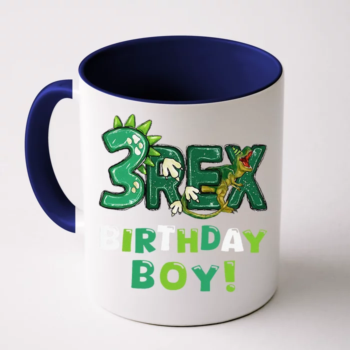 Three Rex 3rd Birthday Third Dinosaur 3 Year Old Front & Back Coffee Mug