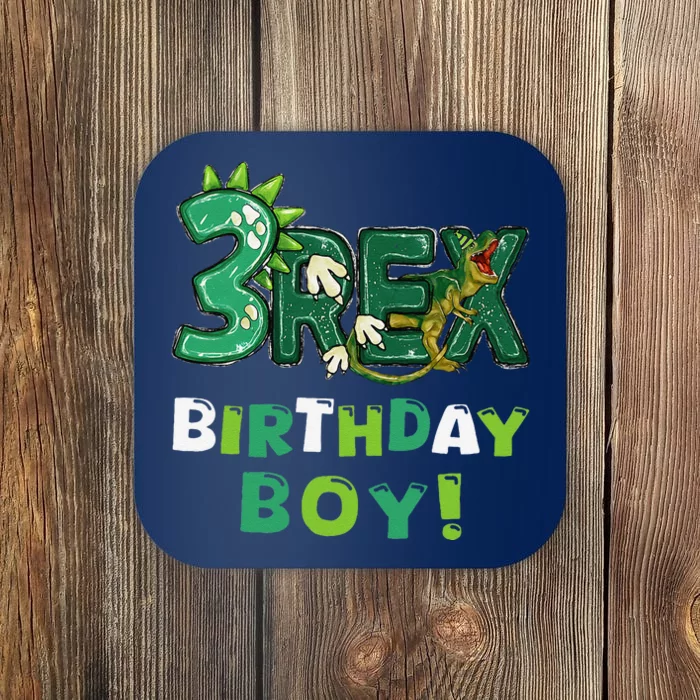 Three Rex 3rd Birthday Third Dinosaur 3 Year Old Coaster