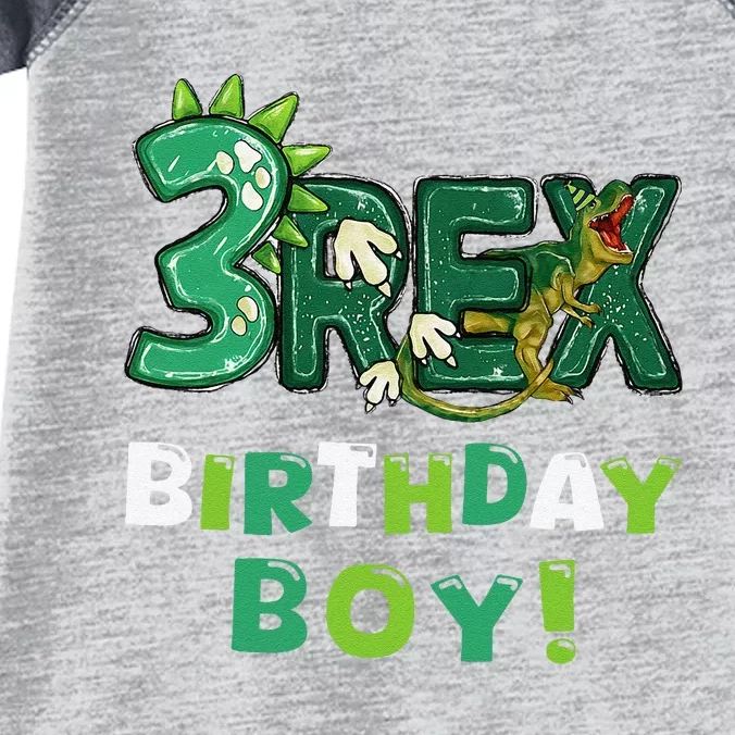 Three Rex 3rd Birthday Third Dinosaur 3 Year Old Infant Baby Jersey Bodysuit