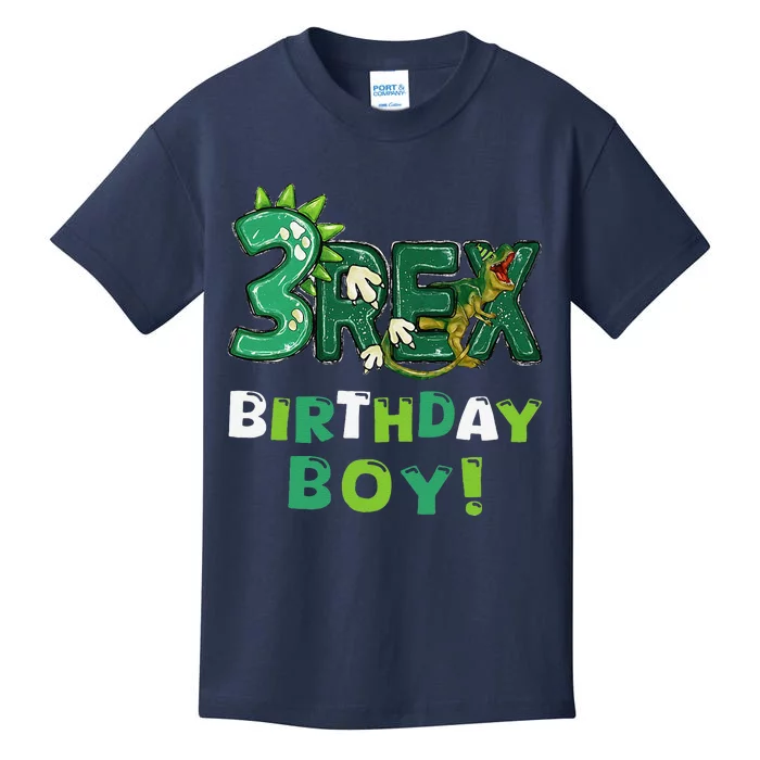 Three Rex 3rd Birthday Third Dinosaur 3 Year Old Kids T-Shirt