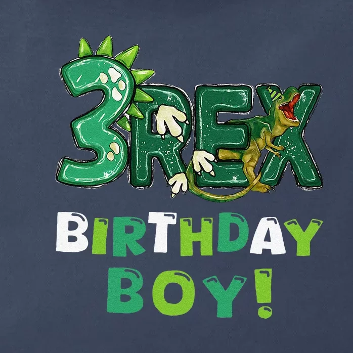 Three Rex 3rd Birthday Third Dinosaur 3 Year Old Zip Tote Bag