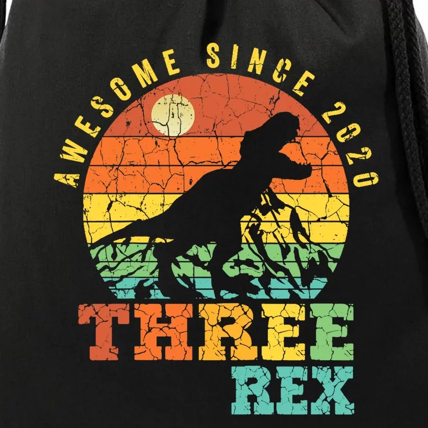 Three Rex 3rd Birthday Boy Third Dinosaur Awesome Drawstring Bag