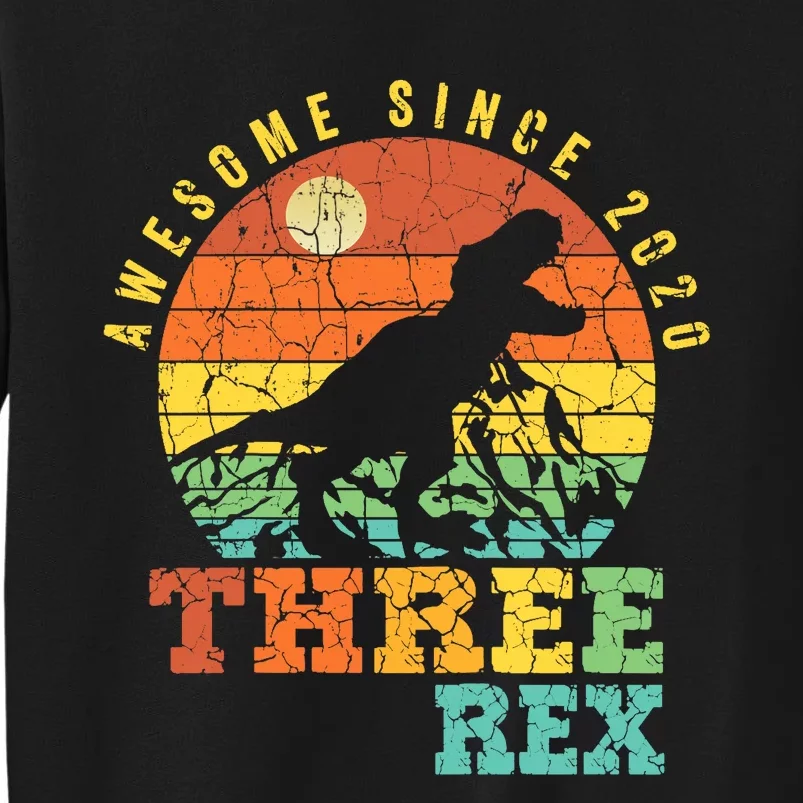 Three Rex 3rd Birthday Boy Third Dinosaur Awesome Tall Sweatshirt