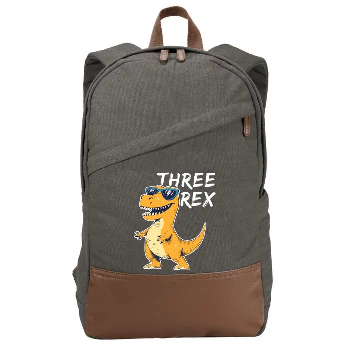 Three Rex 3rd Birthday Gifts Third Dinosaur Boy 3 Years Old Cotton Canvas Backpack