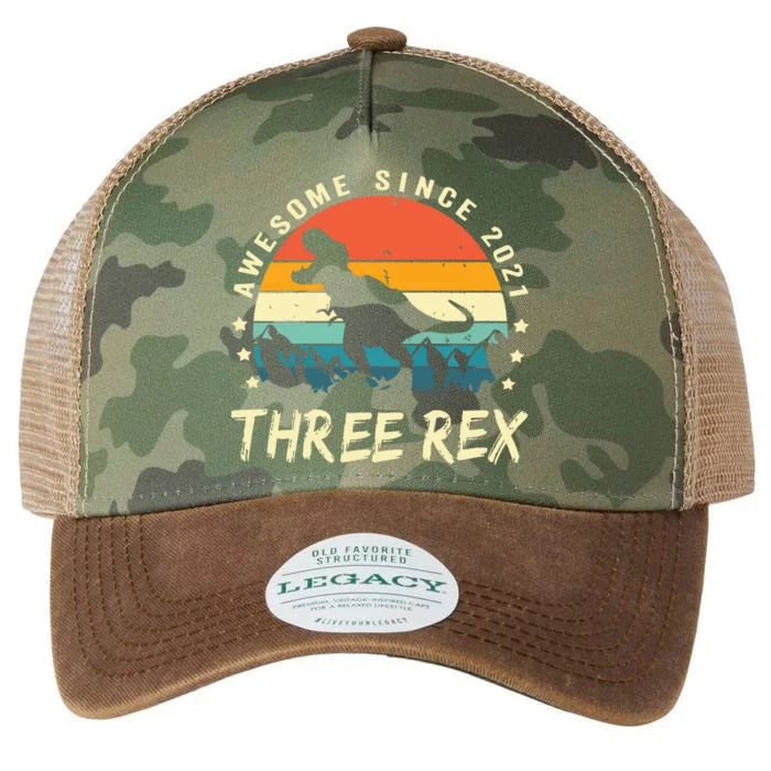 Three Rex 3rd Birthday Third Dinosaur 3 Year Old Legacy Tie Dye Trucker Hat