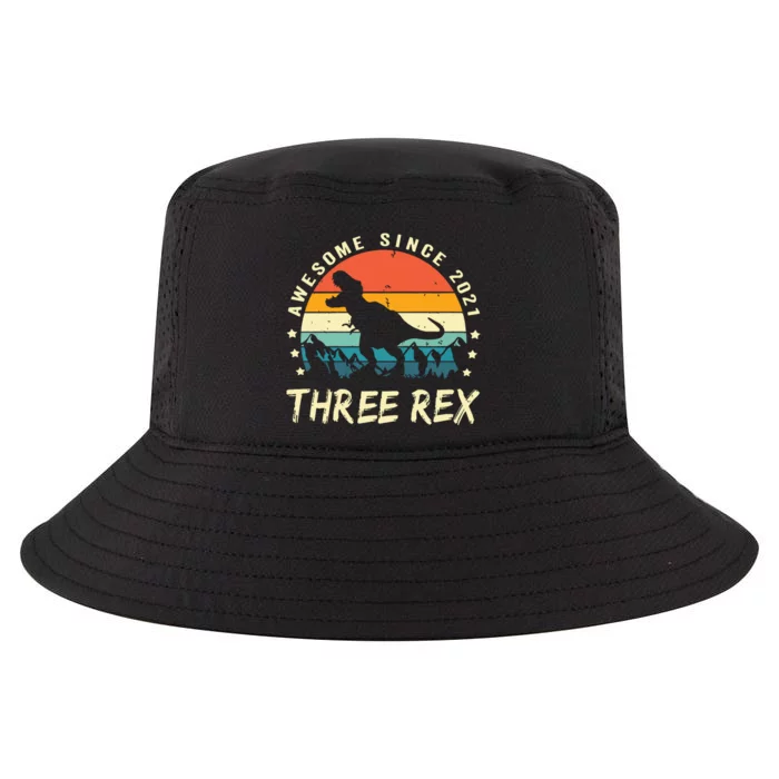 Three Rex 3rd Birthday Third Dinosaur 3 Year Old Cool Comfort Performance Bucket Hat