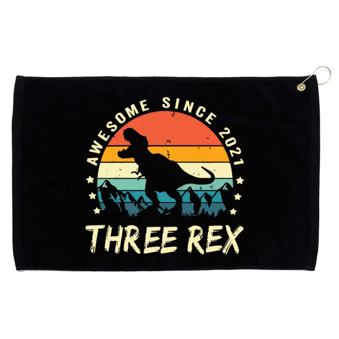 Three Rex 3rd Birthday Third Dinosaur 3 Year Old Grommeted Golf Towel