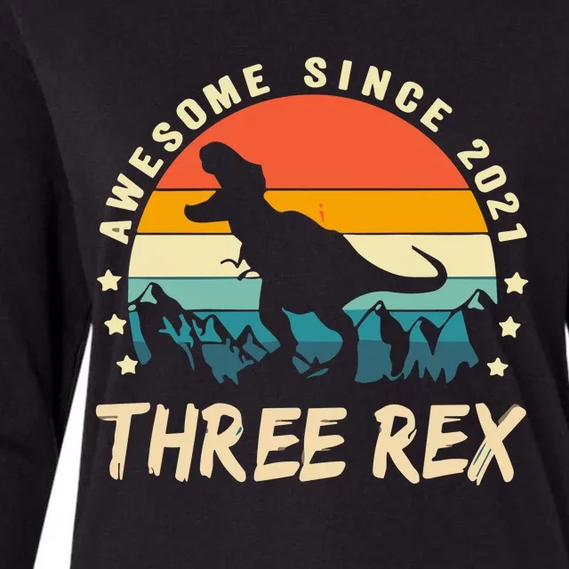 Three Rex 3rd Birthday Third Dinosaur 3 Year Old Womens Cotton Relaxed Long Sleeve T-Shirt