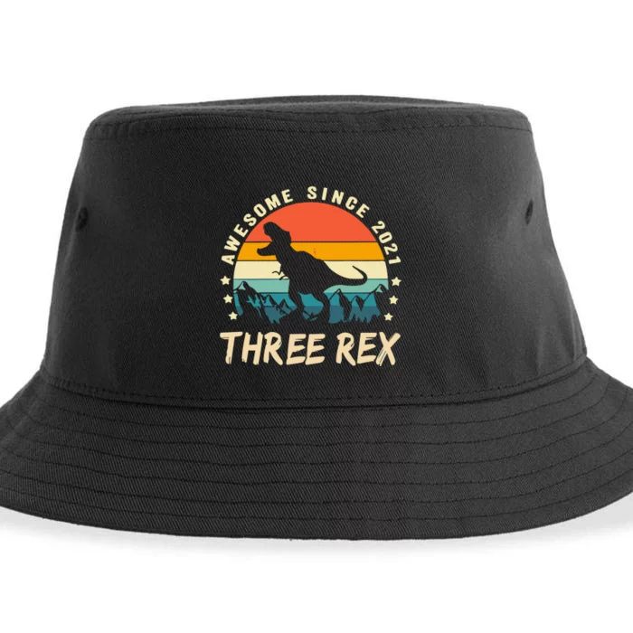 Three Rex 3rd Birthday Third Dinosaur 3 Year Old Sustainable Bucket Hat