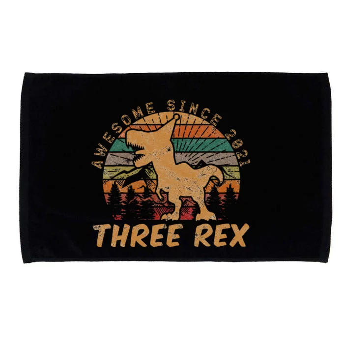 Three Rex 3rd Birthday Gift Third Dinosaur 3 Year Old Microfiber Hand Towel