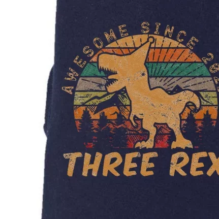 Three Rex 3rd Birthday Gift Third Dinosaur 3 Year Old Doggie 3-End Fleece Hoodie