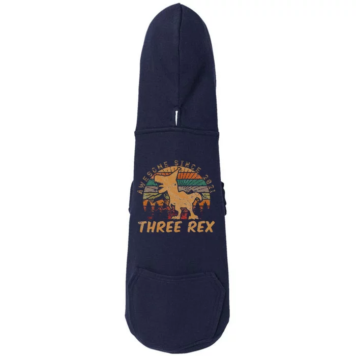 Three Rex 3rd Birthday Gift Third Dinosaur 3 Year Old Doggie 3-End Fleece Hoodie