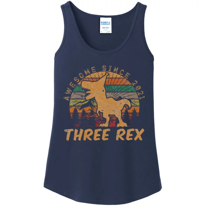 Three Rex 3rd Birthday Gift Third Dinosaur 3 Year Old Ladies Essential Tank