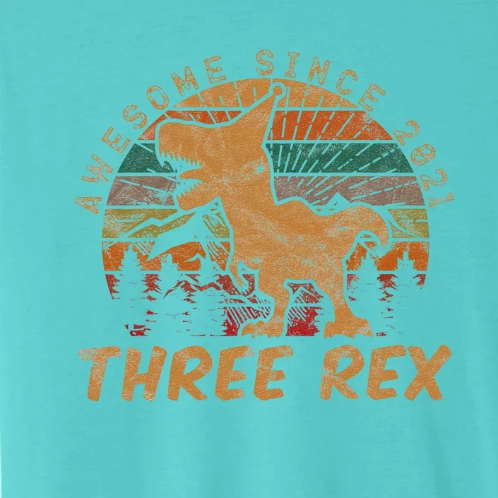 Three Rex 3rd Birthday Gift Third Dinosaur 3 Year Old ChromaSoft Performance T-Shirt