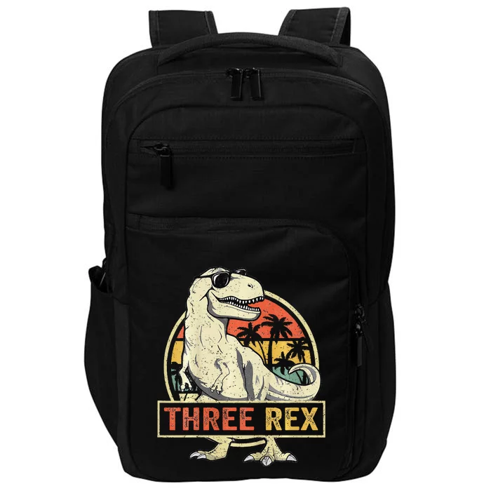 Three Rex 3rd Birthday Third Dinosaur 3 Year Old Impact Tech Backpack