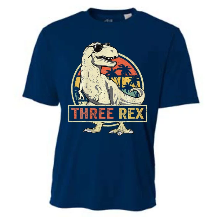 Three Rex 3rd Birthday Third Dinosaur 3 Year Old Cooling Performance Crew T-Shirt