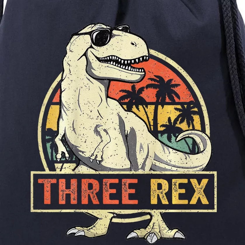 Three Rex 3rd Birthday Third Dinosaur 3 Year Old Drawstring Bag