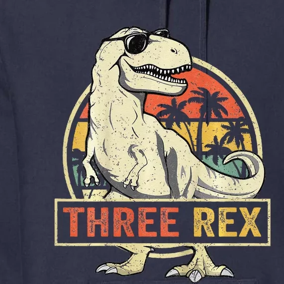 Three Rex 3rd Birthday Third Dinosaur 3 Year Old Premium Hoodie