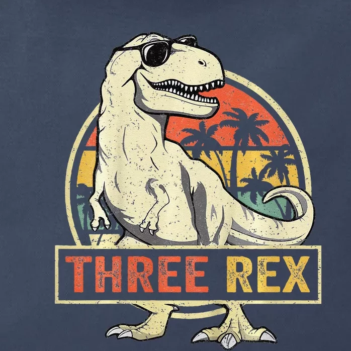 Three Rex 3rd Birthday Third Dinosaur 3 Year Old Zip Tote Bag