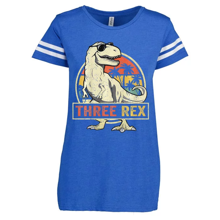 Three Rex 3rd Birthday Third Dinosaur 3 Year Old Enza Ladies Jersey Football T-Shirt