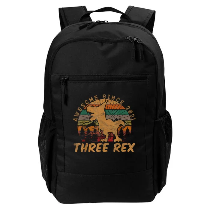 Three Rex 3rd Birthday Gift Third Dinosaur 3 Year Old Daily Commute Backpack