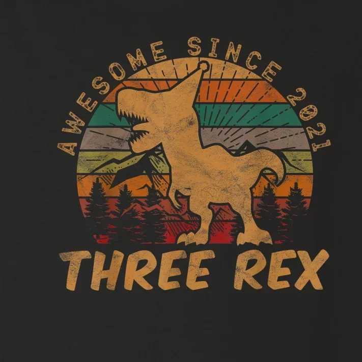 Three Rex 3rd Birthday Gift Third Dinosaur 3 Year Old Toddler Long Sleeve Shirt