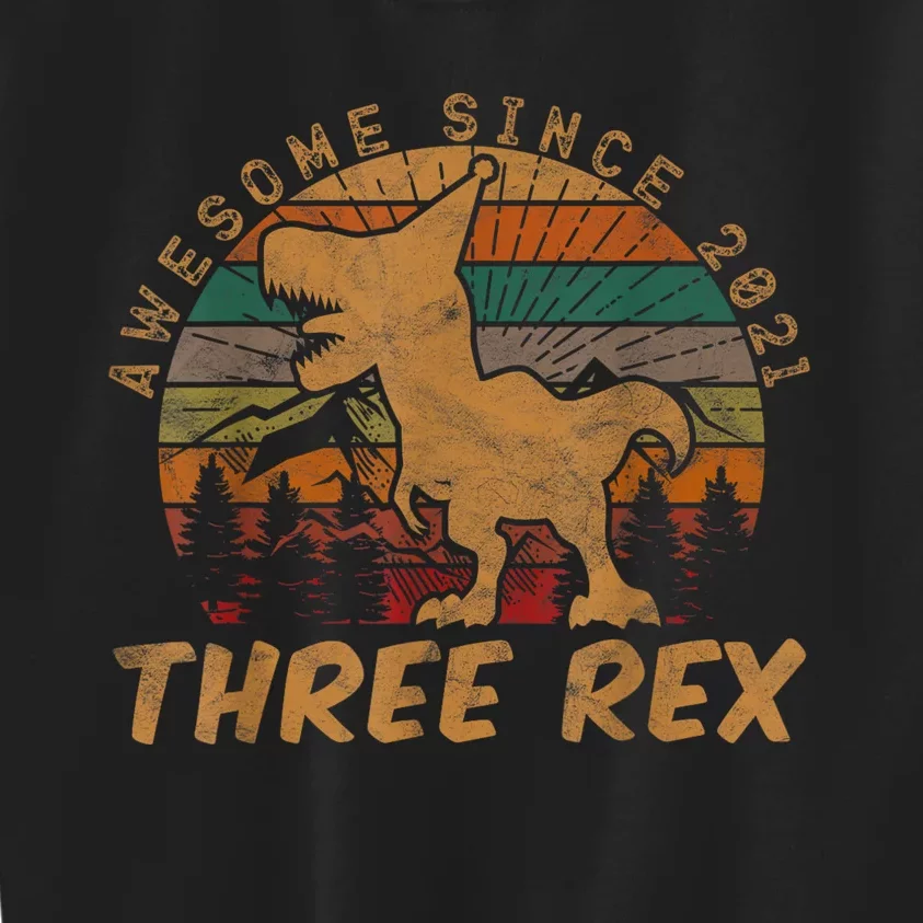 Three Rex 3rd Birthday Gift Third Dinosaur 3 Year Old Kids Sweatshirt