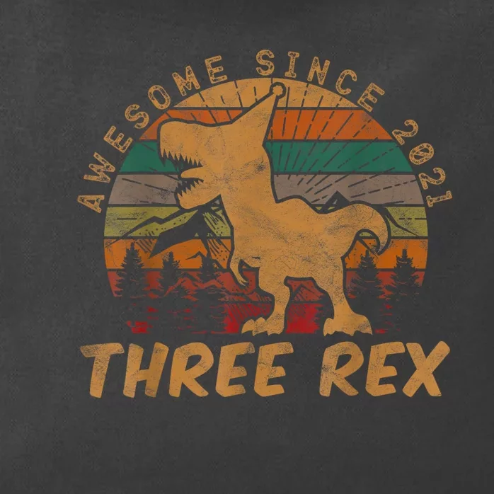 Three Rex 3rd Birthday Gift Third Dinosaur 3 Year Old Zip Tote Bag