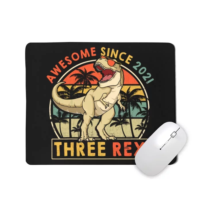 Three Rex 3rd Birthday Gift Third Dinosaur 3 Year Old Mousepad