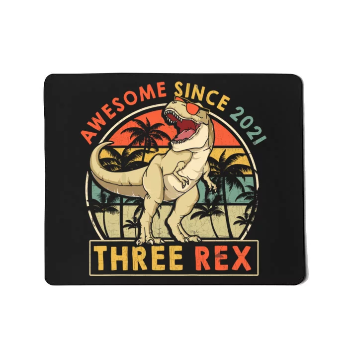 Three Rex 3rd Birthday Gift Third Dinosaur 3 Year Old Mousepad