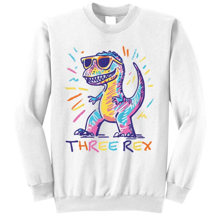 Three Rex 3rd Birthday Gifts Third Dinosaur Boy 3 Years Old Sweatshirt