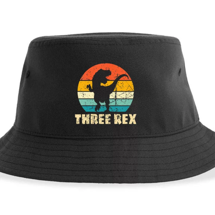 Three Rex 3rd Birthday Third Dinosaur 3 Year Old Sustainable Bucket Hat