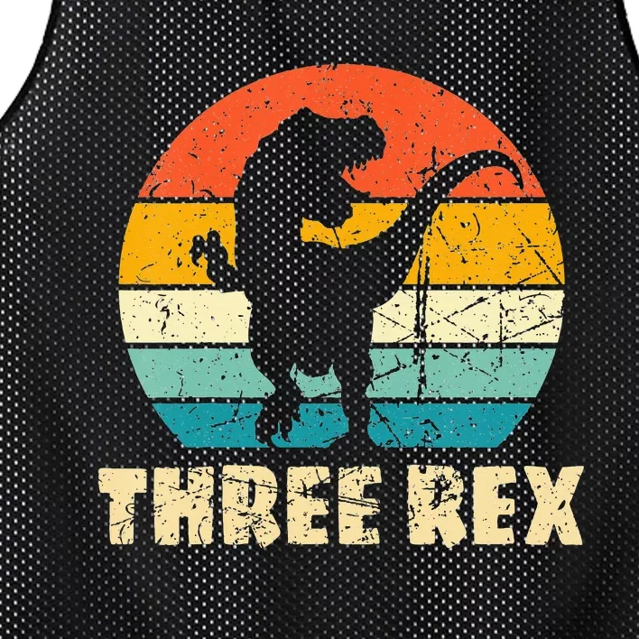 Three Rex 3rd Birthday Third Dinosaur 3 Year Old Mesh Reversible Basketball Jersey Tank