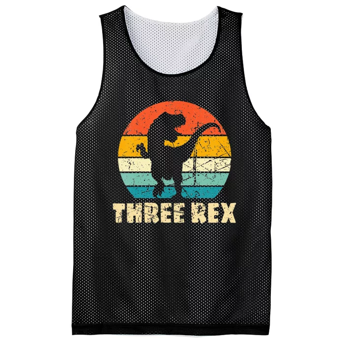 Three Rex 3rd Birthday Third Dinosaur 3 Year Old Mesh Reversible Basketball Jersey Tank