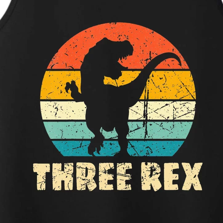 Three Rex 3rd Birthday Third Dinosaur 3 Year Old Performance Tank