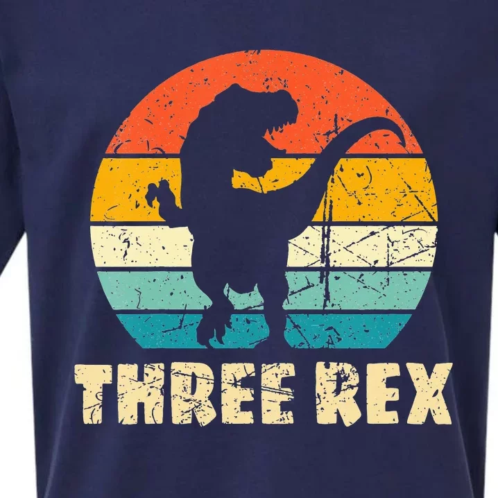 Three Rex 3rd Birthday Third Dinosaur 3 Year Old Sueded Cloud Jersey T-Shirt