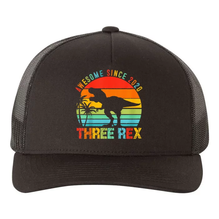 Three Rex 3 Year Old Third Dinosaur 3rd Birthday Yupoong Adult 5-Panel Trucker Hat