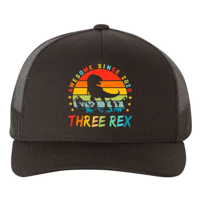 Three Rex 3rd Birthday Third Dinosaur 3 Year Old Yupoong Adult 5-Panel Trucker Hat