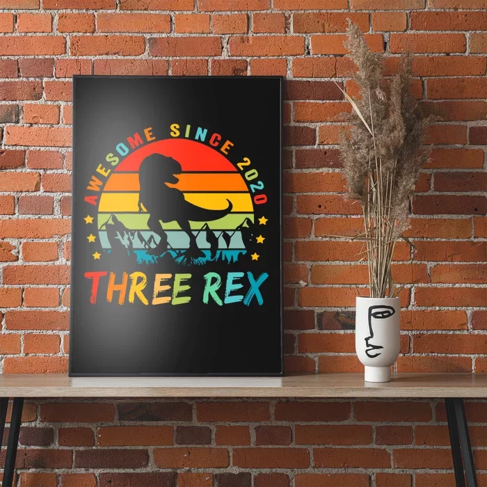 Three Rex 3rd Birthday Third Dinosaur 3 Year Old Poster