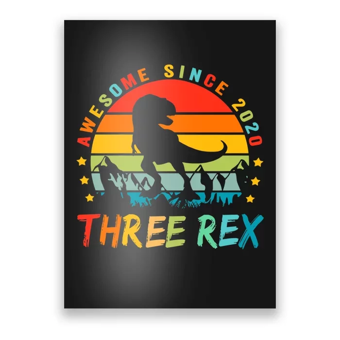 Three Rex 3rd Birthday Third Dinosaur 3 Year Old Poster