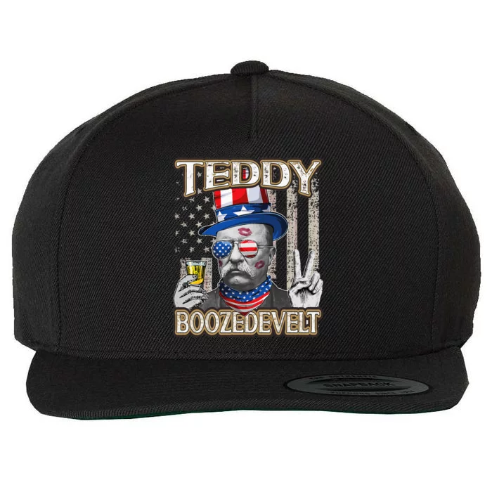 Theodore Roosevelt 4th July Teddy Boozedevelt American Flag Wool Snapback Cap