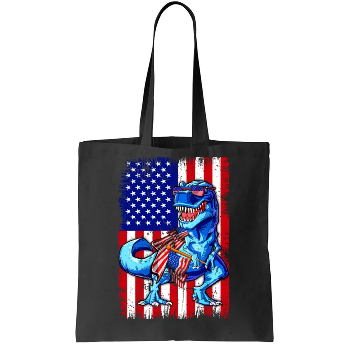 T Rex 4th Of July Dino Men American USA Flag Tote Bag