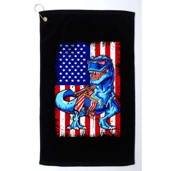 T Rex 4th Of July Dino Men American USA Flag Platinum Collection Golf Towel