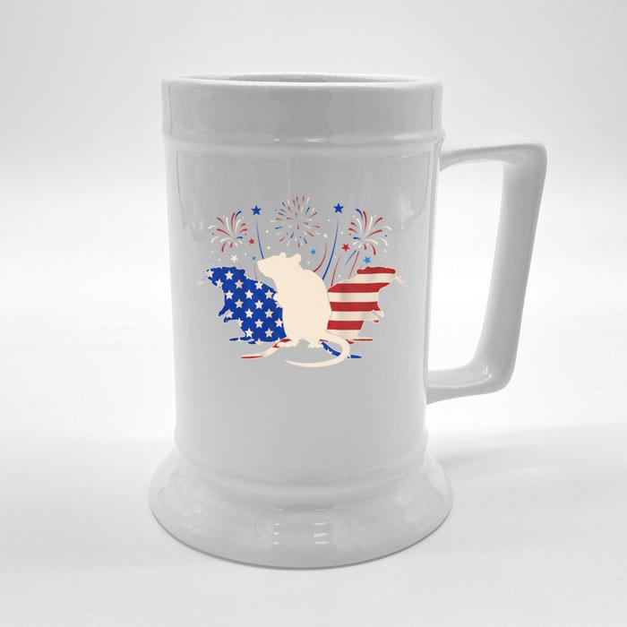 Three Rat 4th Of July Patriotic American Flag Great Gift Front & Back Beer Stein