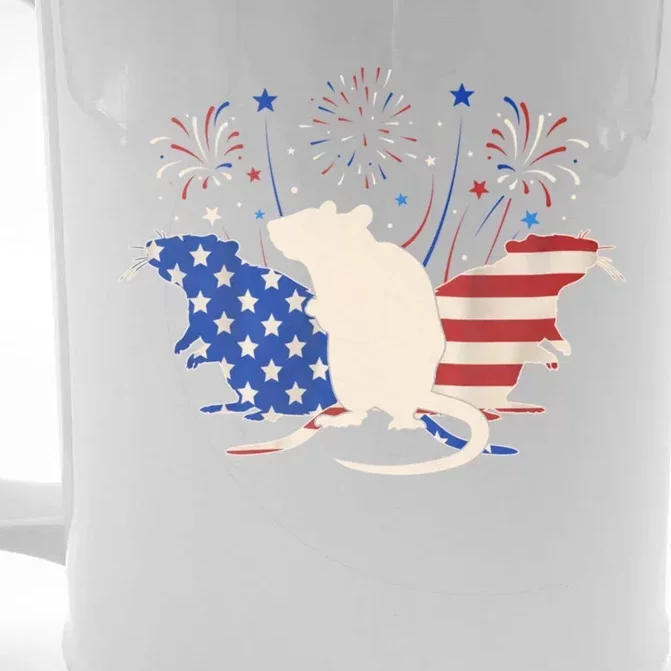 Three Rat 4th Of July Patriotic American Flag Great Gift Front & Back Beer Stein