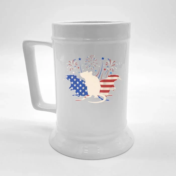 Three Rat 4th Of July Patriotic American Flag Great Gift Front & Back Beer Stein