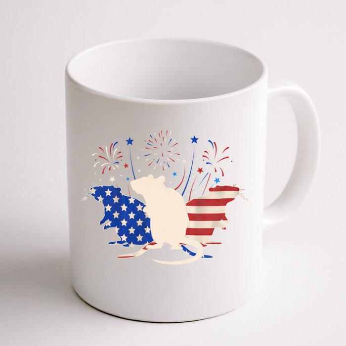 Three Rat 4th Of July Patriotic American Flag Great Gift Front & Back Coffee Mug